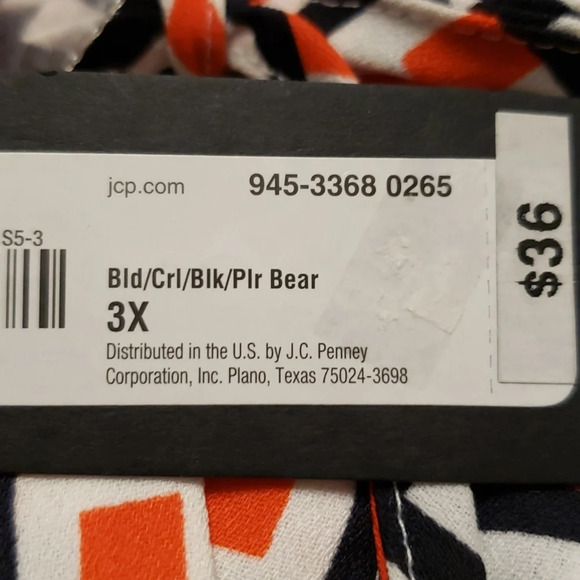 Short Sleeve Geometric Square Blouse Womens Plus 3X Worthington - Picture 6 of 10